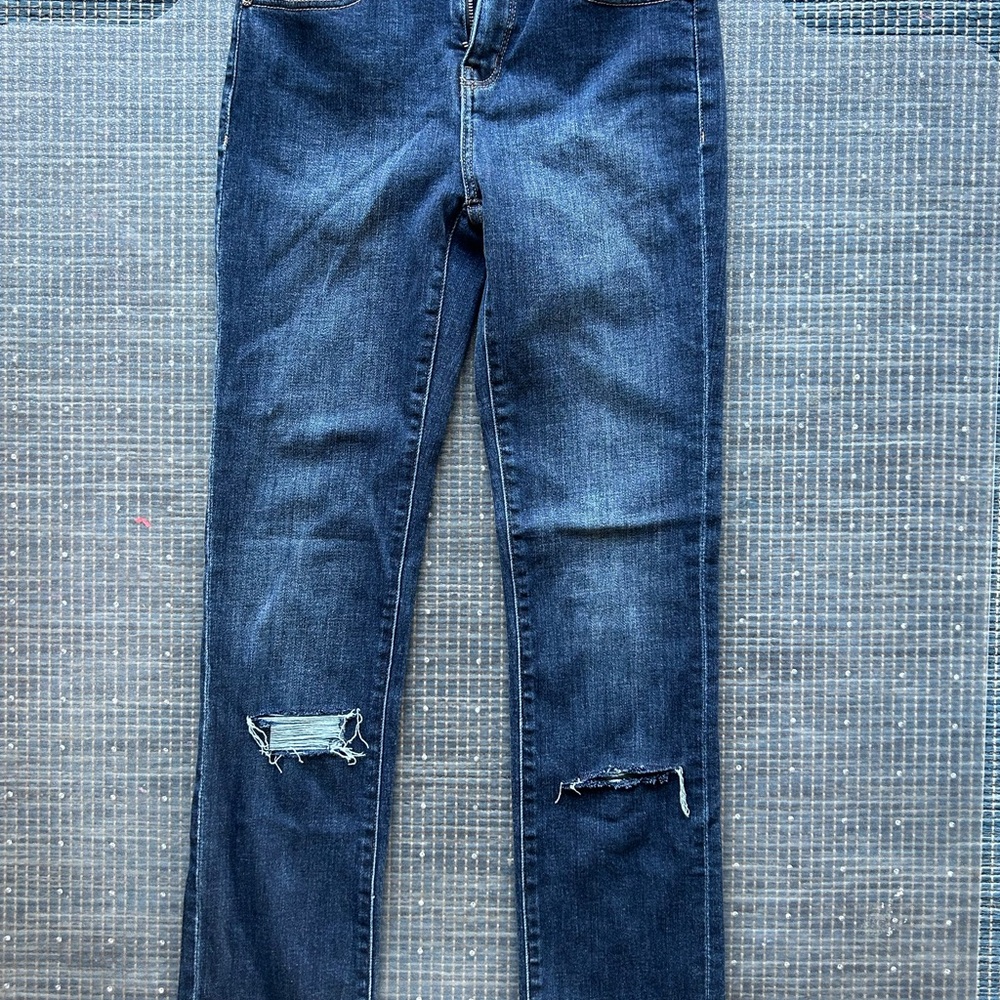 Buckle Black Straight fit no. 93 Dark Blue Jeans with Knee Rips 25x32